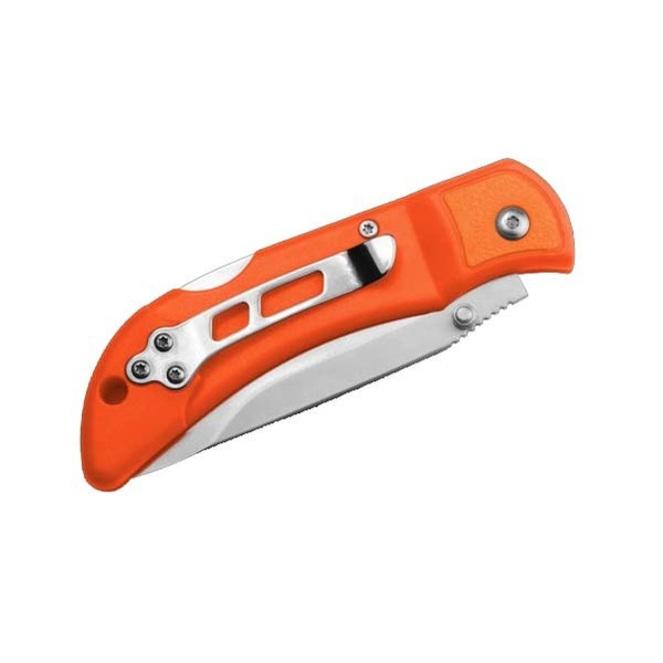 Outdoor Edge Trailblaze Series Folding Knife, 2-1/2 in L Blade, Steel Blade, Non-Slip Grip Handle, Orange Handle TB-25C